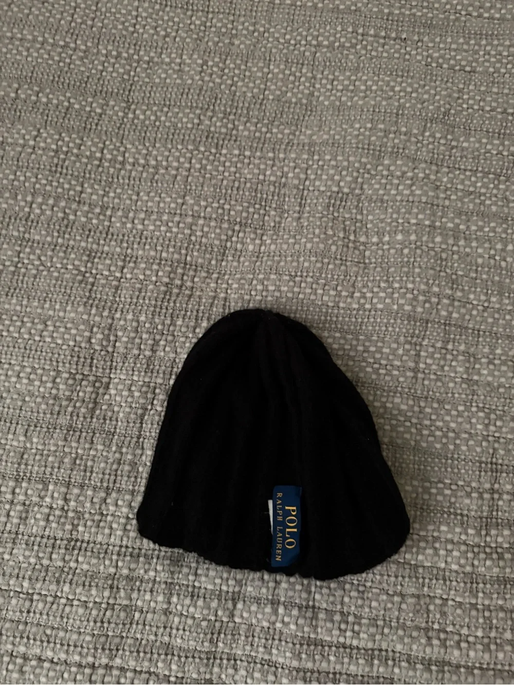 Polo by Ralph Lauren Black Ribbed Knit Beanie with Red Pony